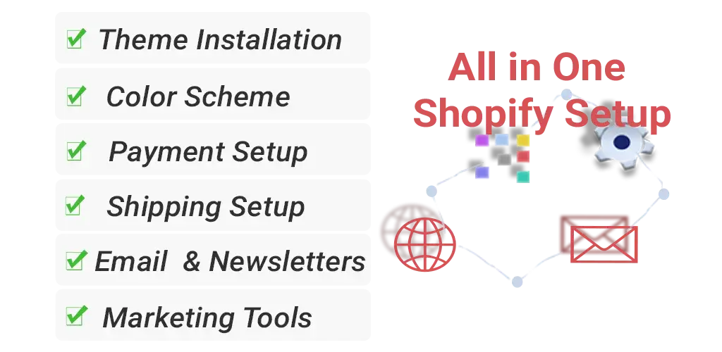 Visual of Shopify store setup steps and their manner of completion